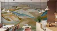 Watercolor Ridge View Wall Mural with high-definition paper texture