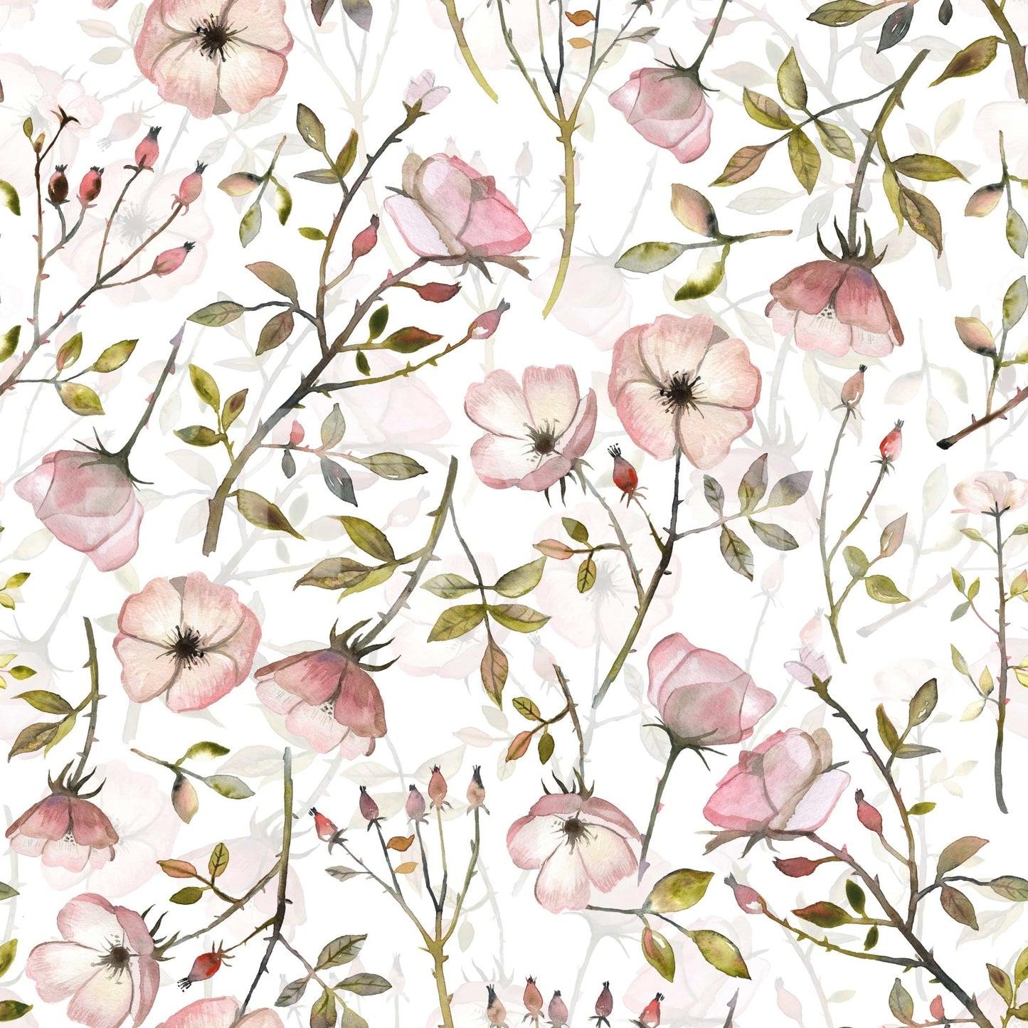 Watercolor Rose Garden mural room improvement stylish design