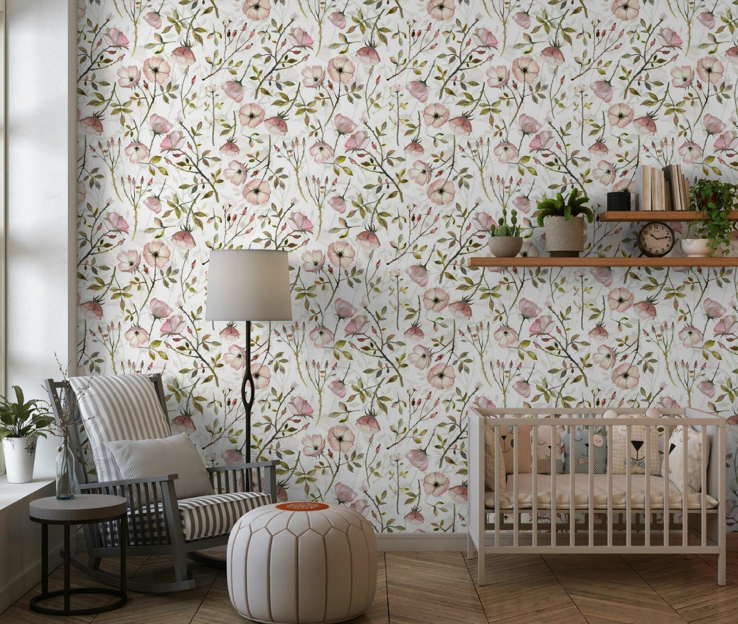 Watercolor Rose Garden wallpaper vintage style botanical print