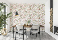 Wall mural featuring Watercolor Rose Garden pink flowers
