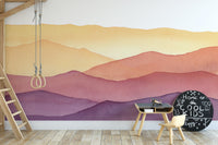 Artistic mountain mural with hand-drawn charm
