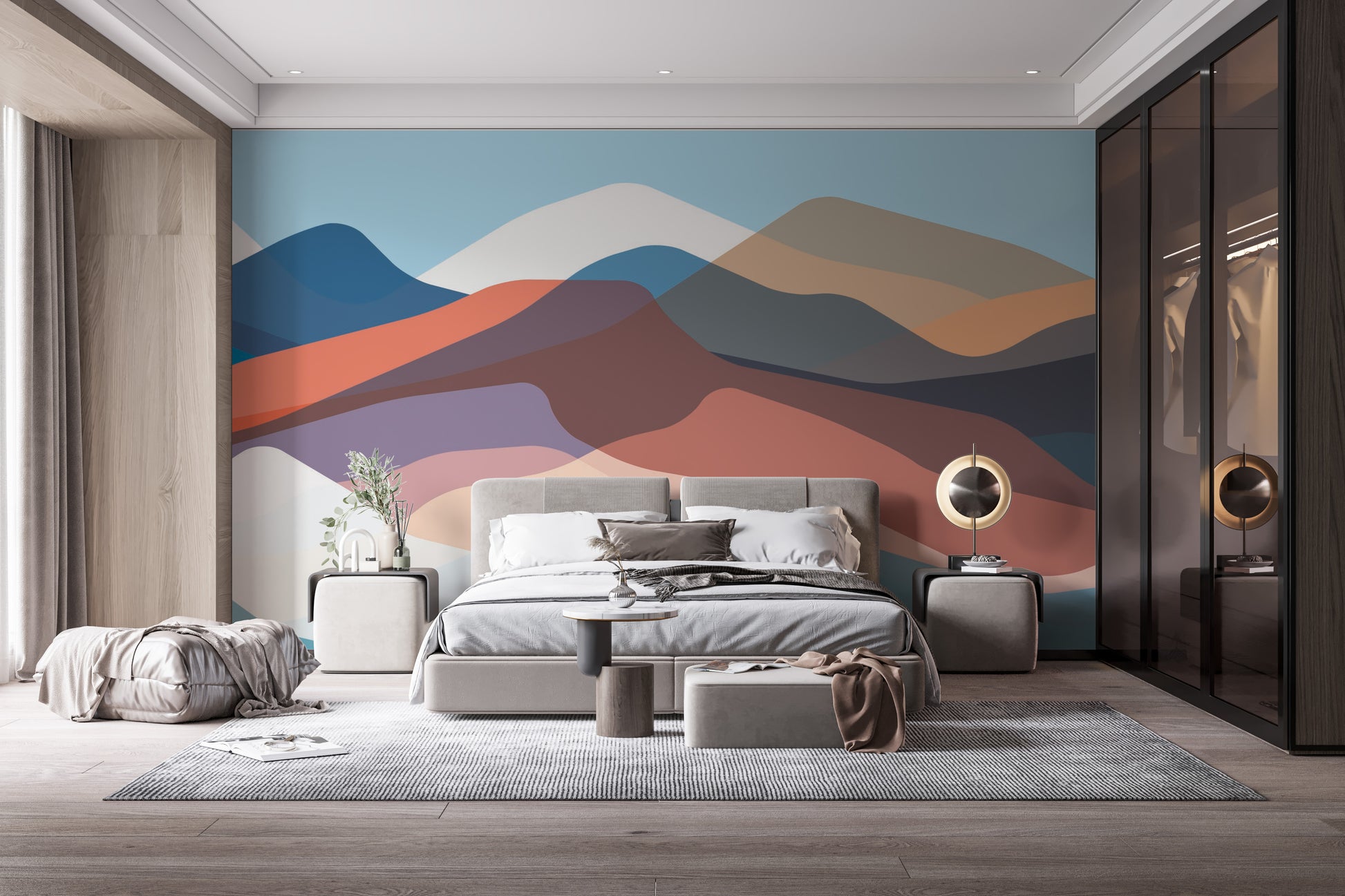 Watercolor Wavy Mountains Wallpaper Murals - Giffywalls