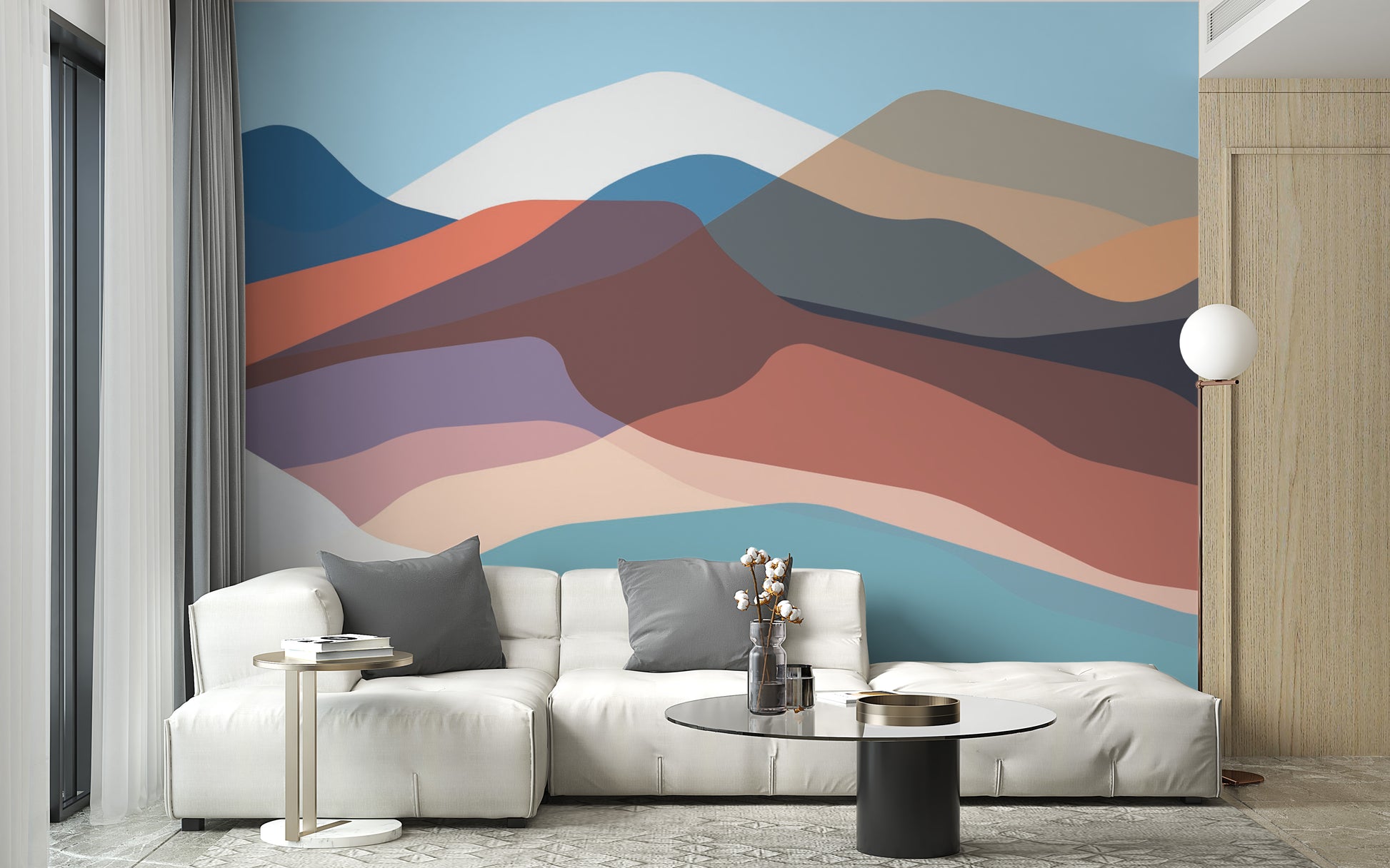 Watercolor Wavy Mountains Wallpaper Murals - Giffywalls