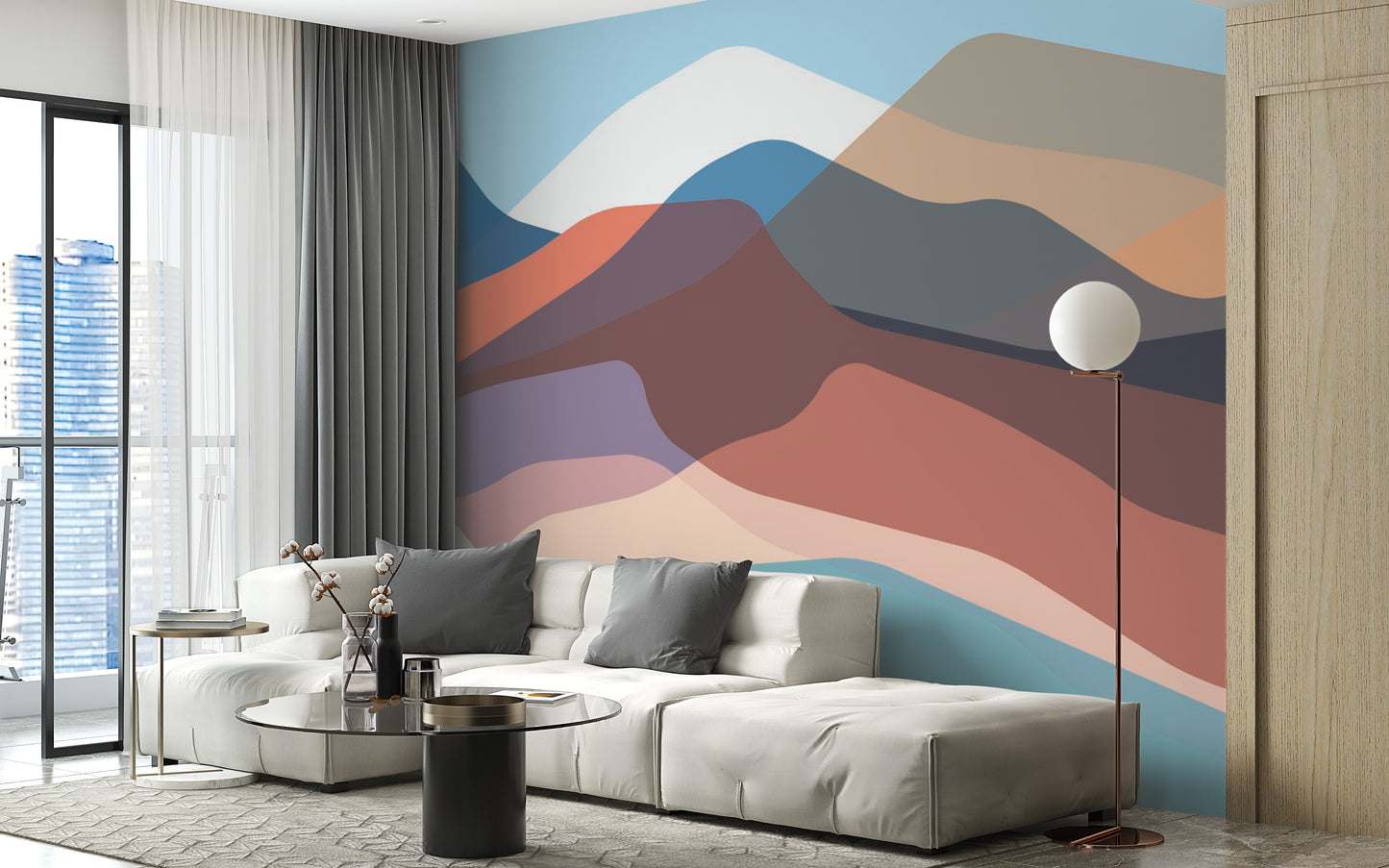 Soothing wavy mountains wallpaper style