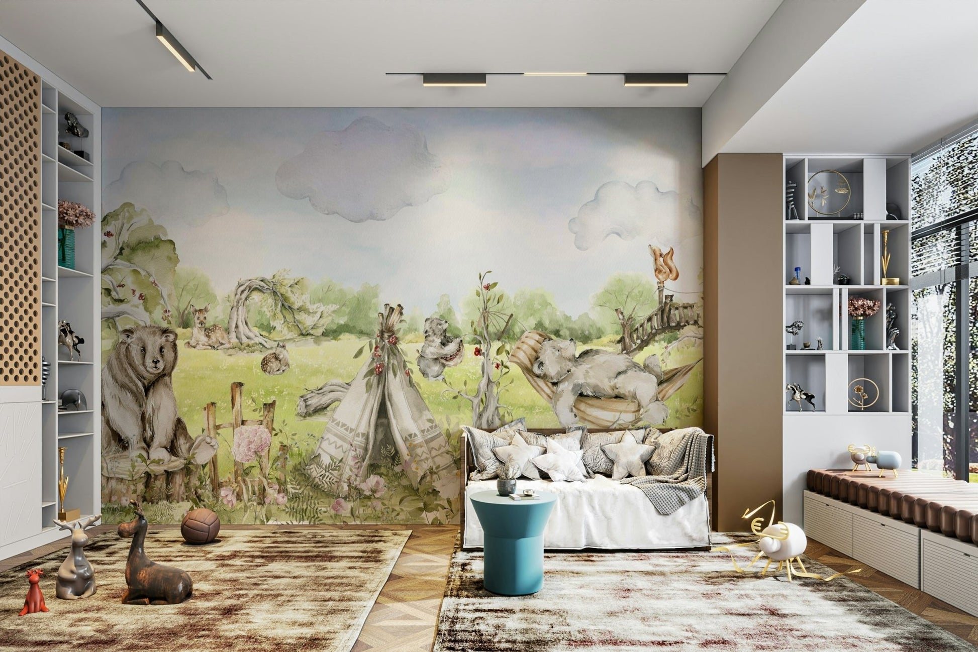 Animals rendered in a charming and artistic style.

