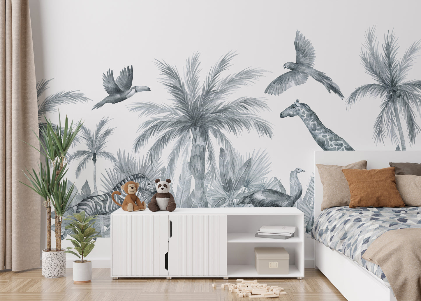 Watercolor Wild Animals Kids Room Wallpaper Wall Murals - Giffywalls