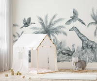 Jungle wildlife wallpaper for kids' walls