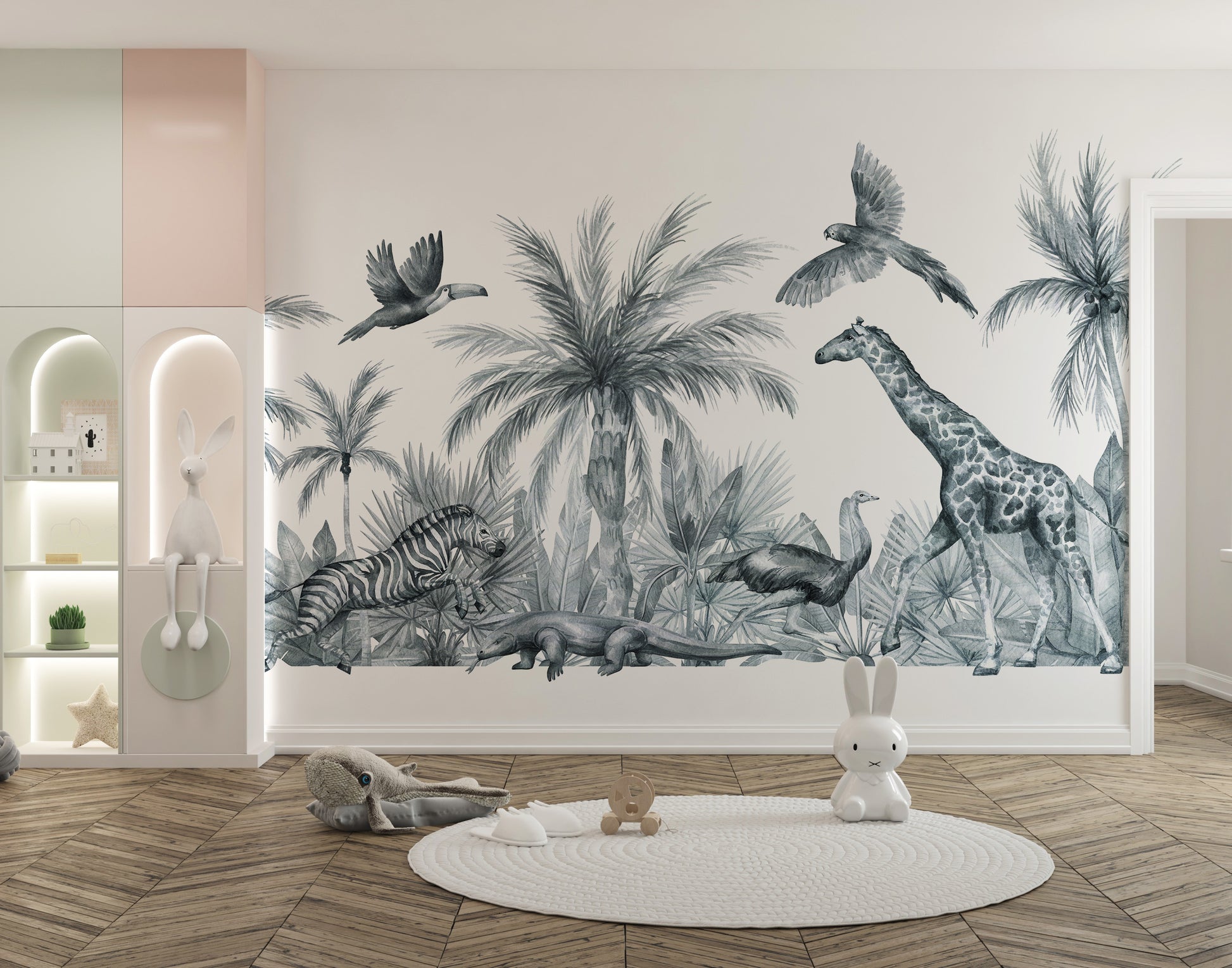 Wild animals watercolor wallpaper style