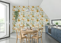 Serene Wildflower Dream wall mural, calming flower scatter.