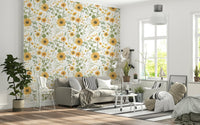Whimsical Wildflower Dream mural, airy spring blossoms.