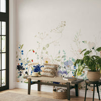 Pastel wildflower mural design

