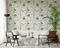 Wildflower wallpaper in a laundry room update for a clean, fresh look.