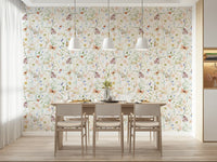 Soft Meadow Whispers wallpaper for walls light insect pattern.