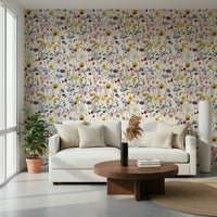 Watercolor Wildflower Whimsy Meadow, gorgeous floral sketch wall paper.