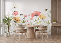 Watercolor Wildflower wallpaper for renters