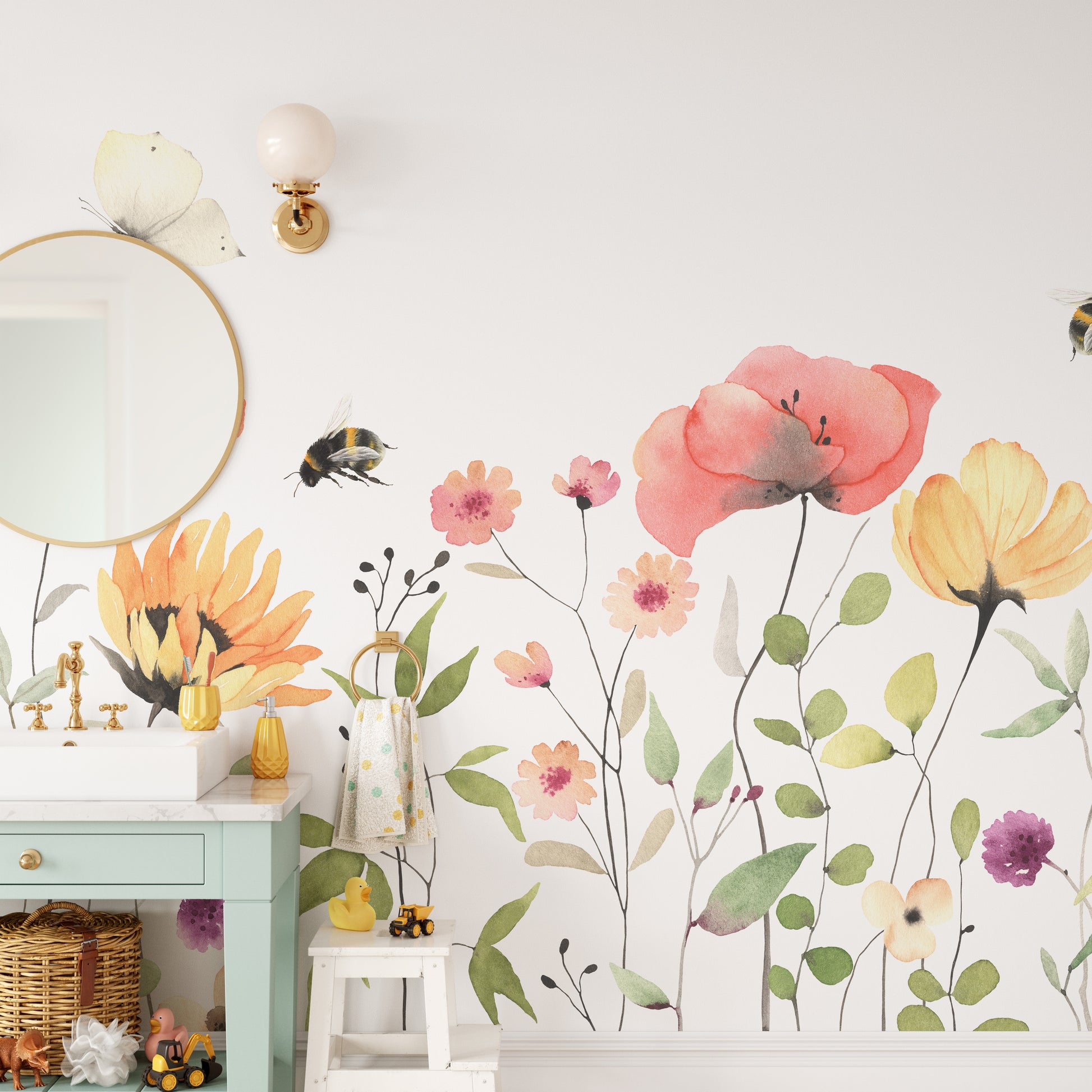 Watercolor Wildflower wallpaper for walls