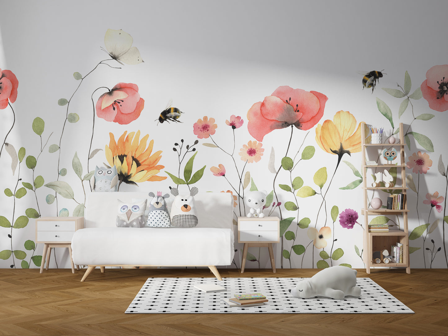 Watercolor Wildflower mural wallpaper