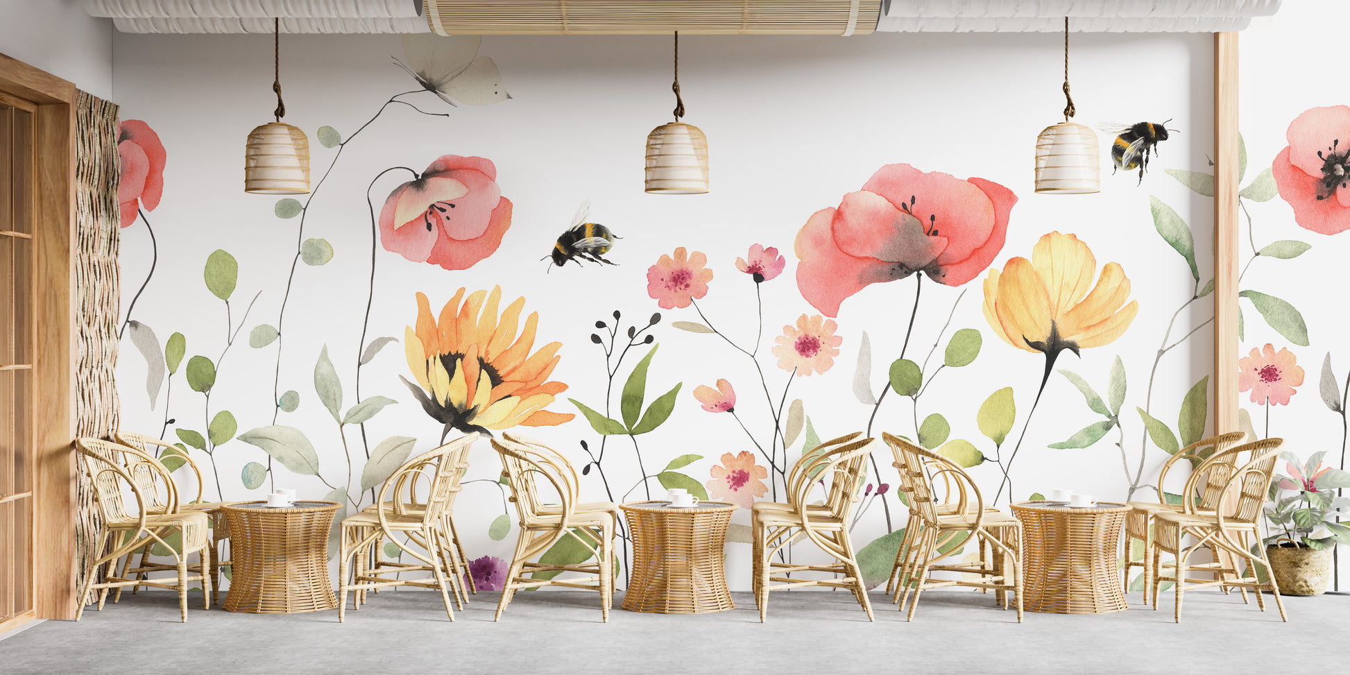 Watercolor Wildflower wallpaper mural
