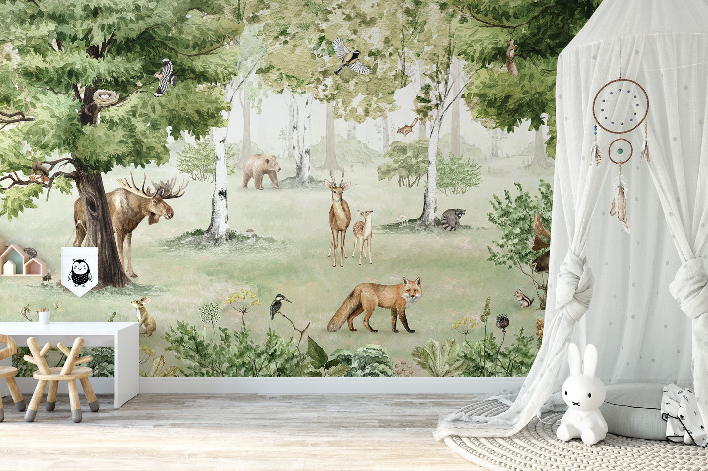 Watercolor Woodland Wonders Mural Wallpaper - Giffywalls
