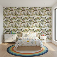 Sweet Watercolor Woods repeating pattern with woodland creatures.