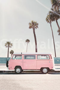 Bright pink van wall art for lively rooms

