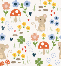 Storybook-style garden mouse wallpaper

