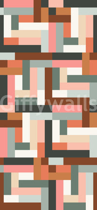 Faux tile mural wallpaper art

