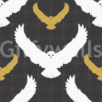 Elegant rustic wallpaper with detailed owl imagery

