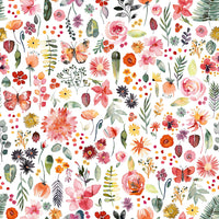 Artistic coral wallpaper with detailed plant elements

