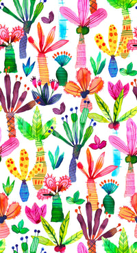 Cheerful kids wallpaper with colorful palm trees

