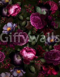 Rich dark floral wallpaper with a gothic vintage charm.


