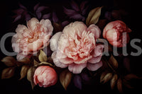 Moody peony wallpaper mural adding heritage gothic charm.

