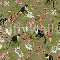 Elegant wall mural with a refined, natural jungle aesthetic.

