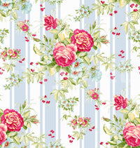 Classic mural featuring roses in a gently striped layout.

