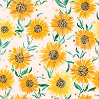Wallpaper featuring yellow sunflowers with a vintage touch.

