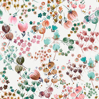 Hand-painted flower bud mural with green and orange highlights.

