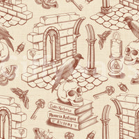 Decorative mural wallpaper with old-style vignettes

