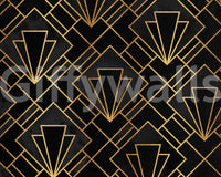 Stylish Art Deco mosaic wall mural with sleek geometric patterns.

