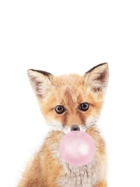 Colorful bubble gum fox wall mural for modern rooms

