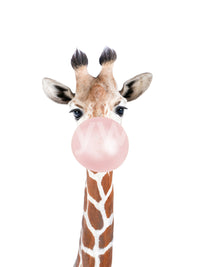 Bubble gum giraffe mural perfect for a lively and fun-filled room.

