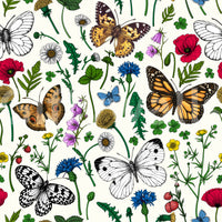 Vibrant butterfly and wildflower wallpaper for joyful spaces

