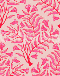 Damask wallpaper in red, fuchsia, and blush pink

