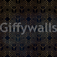 Luxury Art Deco mural in deep charcoal black for stylish rooms

