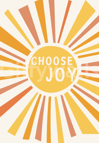 Motivational Choose Joy mural with energetic sun rays

