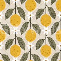 Lemon grove faux tile wallpaper for a sunny atmosphere

