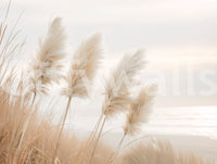 Elegant wall mural of pampas grass under the evening sky


