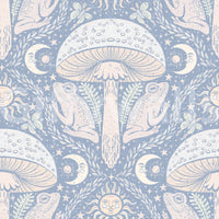 Whimsical gothic wallpaper with fungi illustrations

