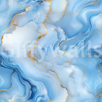 Blue and gold fluid texture wallpaper for bold decor

