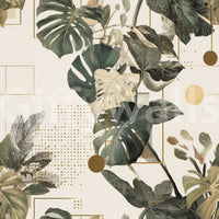 Botanical print wallpaper with angular shapes

