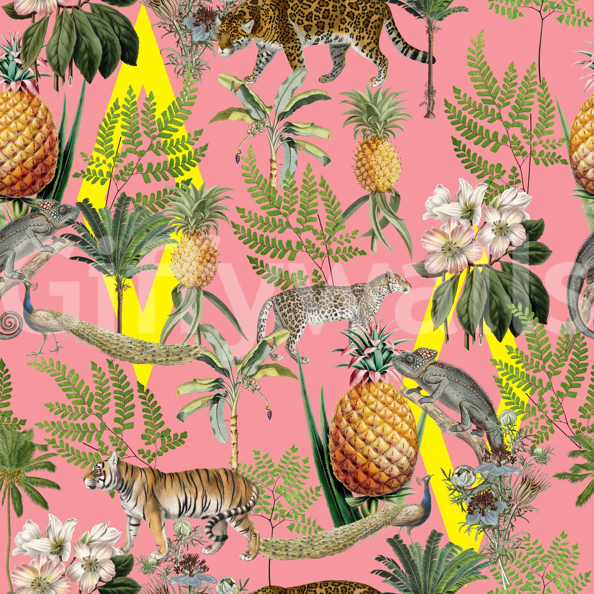 Decorative wallpaper showing savanna wildlife life

